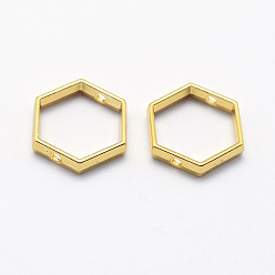 Настоящее золото 18K Долговечная оправа из сплава, шестиугольник, реальный 18 k позолоченный, 12.5x12.5x2.5 мм, отверстие : 1 мм