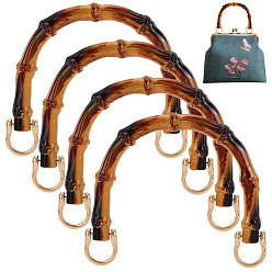 Цвет Древесины Ручки для сумок из пластика с имитацией бамбука, жесткие ручки сумки, с застежкой из сплава, деревесиные, 10.5x13.5x1.45 см