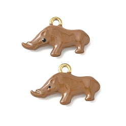 Золотой 304 нержавеющей стальной эмали подвески, носорог, ионное покрытие (ip), золотые, 15x23.5x4 мм, отверстие : 2 мм