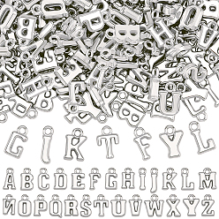 Argent 300 pièces de breloques en plastique électroplaqué, lettre, argenterie, 14~14.5x4.5~12.5x3.5mm, Trou: 2mm