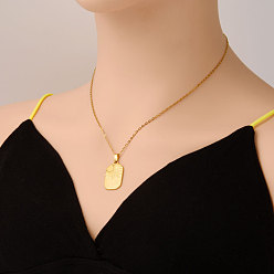 Настоящее золото 18K 304 Женские ожерелья из нержавеющей стали с подвеской в виде прямоугольника и солнца, реальный 18 k позолоченный, 17.72 дюйм (45 см)