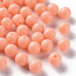 Light Salmon Opaque Acrylic Beads, Round, Light Salmon, 8x7mm, Hole: 2mm, about 1745pcs/500g