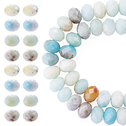 Flower Amazonite 1 brins de perles d'amazonite à fleurs naturelles, facette, rondelle, 8x5.5mm, Trou: 1.2mm, Environ 69 pcs/chapelet, 15.16'' (38.5 cm)