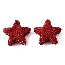 Рубин Ручной полимерной глины шариков Rhinestone, звезда, рубин, 24x25x9 мм, отверстие : 1 мм