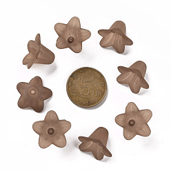 Chocolate Transparent Acrylic Beads, Frosted, Flower, Chocolate, 17.5x12mm, Hole: 1.5mm, about 770pcs/500g