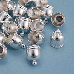 Посеребрённый Латунная заглушка для шнура для изготовления ювелирных изделий, долговечный, колонка, 925 серебро покрытием, 15x12 мм, отверстие : 1.8 мм, внутренний диаметр: 11 мм