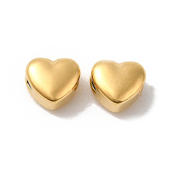Echt 18 k vergoldet Manuelles Polieren 304 Edelstahlperlen, Herz, echt 18 k vergoldet, 6.5x6.5x4 mm, Bohrung: 1.2 mm