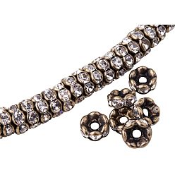 Кристалл Латунные бусины разделители для поставки стразов, класс AAA, волнистый край, без никеля , античная бронза, рондель, кристалл, 6x3 мм