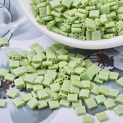 (TL416FR) Matte Opaque Chartreuse AB MIYUKI TILA Beads, Japanese Seed Beads, 2-Hole, (TL416FR) Matte Opaque Chartreuse AB, 5x5x1.9mm, Hole: 0.8mm, about 590pcs/50g