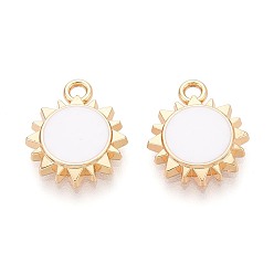 Белый Подвески из эмали и сплава, очарование солнца, золотые, белые, 16x13.5x3 мм, отверстие : 1.8 мм