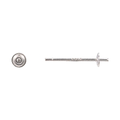 Silver 925 Sterling Silver Stud Earring Findings, Silver, Tray: 3mm, 13mm, pin: 0.7mm