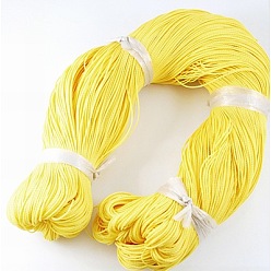 Yellow Round Waxed Polyester Cord, Taiwan Waxed Cord, Twisted Cord, Yellow, 1mm, about 415.57 yards(380m)/bundle