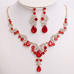 Светло-сиамский Ожерелье с подвеской в виде капли и луны из сплава со стразами и серьга-гвоздик, золотой свет, Light Siam, 440 мм и 60 мм