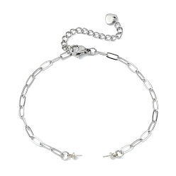 Нержавеющая Сталь Цвет 304 изготовление браслета-цепочки из нержавеющей стали со скрепками, для бисера, не тускнеет, цвет нержавеющей стали, 6.77 дюйм (17.2 см), штифты : 0.5 мм