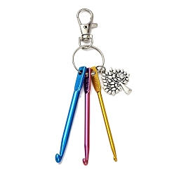 Дерево Алюминиевые крючки для вязания и подвесные украшения из сплава, Поворотные застежки-лобстеры из сплава, подвески для украшений сумок, дерево, 130 мм, Дерево: 28x23.5x1.5 мм