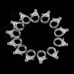 Clear Transparent Plastic Lobster CLaw Clasps, Clear, 26x19x6mm, Hole: 2mm