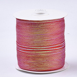 Red Nylon Ribbons, with Sparkle Metallic Cord, for Gift Package, Party Wedding Decoration, Red, 1/8 inch(3.5mm) , about 500yards/roll(457.2m/roll)