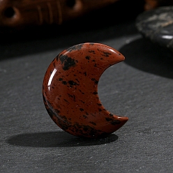 Красный Обсидиан Массажер из натурального красного дерева и обсидиана для ладони, Камень беспокойства для терапии беспокойства, луна, 30x25x8 мм
