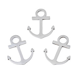 Нержавеющая Сталь Цвет Не тускнеющие 201 подвески из нержавеющей стали, лазерная резка, якорь, цвет нержавеющей стали, 19.5x16x1 мм, отверстие : 4 мм