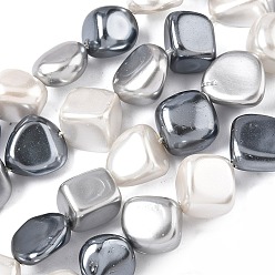 Льняное Полотно Гальванические оболочки жемчужные бусы пряди, самородки, белье, 12~14x12~16x9~14 мм, отверстие : 0.7~0.9 мм, около 29 шт / нитка, 15.28'' (38.8 см)