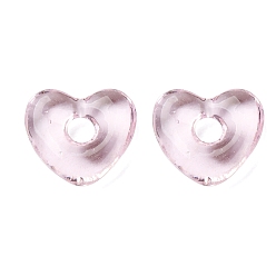 Лавандовый румянец Бусины лэмпворк , бусины с большим отверстием, сердце, лавандовый румянец, 14x15x5 мм, отверстие : 4 мм
