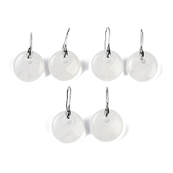 Хрусталь Натуральный кристалл кварца мотаться серьги, с латунными крючками для сережек, без кадмия и без свинца, круглые, 23 мм