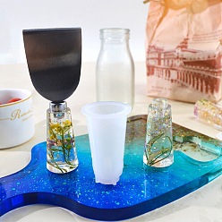 Белый Силиконовые формы с конической усеченной ручкой своими руками, формы для литья смолы, для уф-смолы, изготовление мини столовых приборов из эпоксидной смолы, белые, 63x38.5 мм, отверстие : 6 мм, внутренний диаметр: 29.5 мм