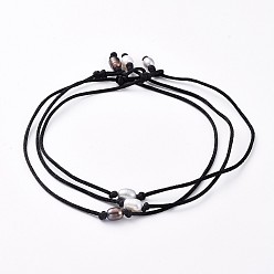 Mixed Color Choker Necklaces, with Natural Cultured Freshwater Pearl Beads and Nylon Thread, Mixed Color, 13.38 inch(34cm), 3pcs/set