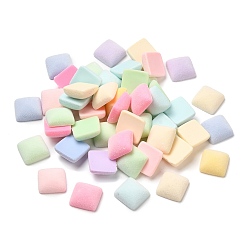 (52) Непрозрачная лаванда Флокированные акриловые кабошоны, квадратный, разноцветные, 15x15x6.5 мм