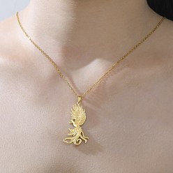 Золотой 304 Подвески-кулоны в стиле викингов из нержавеющей стали для мужчин, феникс, золотые, 17.72 дюйм (45 см)