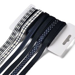 Прусский Синий 18 ярдов 6 стилей полиэфирной ленты, для поделок своими руками, бантики для волос и украшение подарка, синяя цветовая палитра, берлинская лазурь, 3/8~1/2 дюйм (9~12 мм), около 3 ярдов / стиль