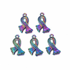 Rainbow Color Подвески из сплава цвета радуги, без кадмия, без никеля и без свинца, шарф, 25x16.5x3.5 мм, отверстие : 2 мм