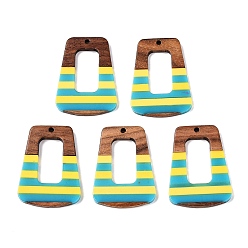 Trapezoid Подвески из эпоксидной смолы и орехового дерева, геометрические прелести, трапециевидные, 37.5x27.5x3.5 мм, отверстие : 2 мм