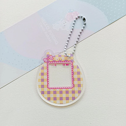 Белый Навахо Прозрачные акриловые заготовки для ключей, с шариковыми цепями случайного цвета, медведь с клетчатым рисунком, навахо белый, 5.9x5.3x0.2 см