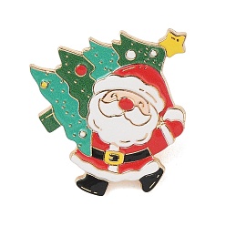 Santa Claus Брошь из печатного сплава, брошь на рождественскую тематику, золотые, Дед Мороз, 33x29.5 мм