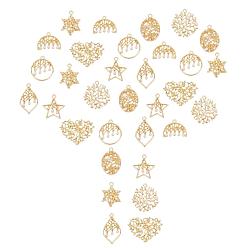 Light Gold 32Pcs 8 Style Alloy Pendants, with ABS Plastic Imitation Pearl, Mixed Shapes, Light Gold, 4Pcs/Style