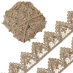 Треугольник 5 ярдов полиэстеровой и АБС-пластиковой кружевной ленты с имитацией жемчуга, Цветочная отделка для украшения свадебного платья, треугольные, 1-1/4 дюйм (32.5 мм)