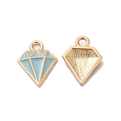 Аква Панданы из сплава эмали, без свинца и без кадмия, золотой свет, бриллиантовый шарм, вода, 15x12x2.5 мм, отверстие : 1.8 мм