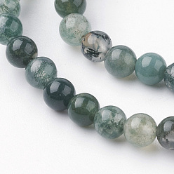Moss Agate Natural Moss Agate Bead Strands, Round, 4~4.5mm, Hole: 1mm, about 85~90pcs/strand, 14.9 inch(38cm)