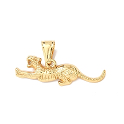 Настоящее золото 18K 304 подвески из нержавеющей стали, очарование тигра, ионное покрытие (ip), реальный 18 k позолоченный, 13x47.5x4.5 мм, отверстие : 12x6 мм