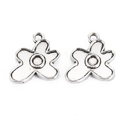 Античное Серебро Сплавочные сеттинги для кулона, тибетский стиль, без кадмия и без свинца, цветок, античное серебро, 17x15x2 мм, отверстие : 1.6 мм