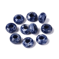 Blue Spot Jasper Natural Blue Spot Jasper European Beads, Large Hole Beads, Rondelle, 13~14.5x6.5~8.5mm, Hole: 5.5~6mm