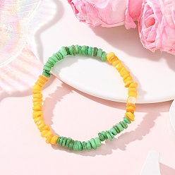 Желтый Браслеты из натуральных окрашенных пресноводных ракушек, эластичные, для мужчин и женщин, самородки, желтые, внутренний диаметр: 2-1/8 дюйм (5.3 см)