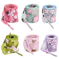 (52) Непрозрачная лаванда 6 пары 6 цветные полиэстеровые шнурки, для обувной фурнитуры, цветочным узором, разноцветные, 1220x26x2.5 мм, 1 пара / цвет