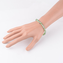 Couleur Mélangete Verre perles fabrication de bracelets, bracelets élastiques, avec les accessoires de style tibétain, rondelle, couleur mixte, 53mm