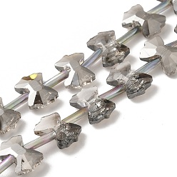 Серый Гальванические стеклянные бусины, гальваническое покрытие, граненые, бантом, серые, 10x7x3.5 мм, отверстие : 0.9 мм, около 49~51 шт / нитка, 18.90~20.47 дюйм (48~52 см)