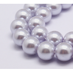 Lavender Eco-Friendly Dyed Glass Pearl Round Beads Strands, Grade A, Cotton Cord Threaded, Lavender, 6mm, Hole: 0.7~1.1mm, about 72pcs/strand, 15 inch