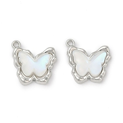 Платина Подвески из сплава , cmолой, без свинца, без кадмии и без никеля, стойки покрытие, бабочки прелести, платина, 14x14x3.5 мм, отверстие : 1.2 мм