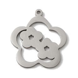 Blume Anlaufgeschützt 201 Anhänger aus Edelstahl, Laserschnitt, Edelstahl Farbe, Blumencharme, 15x14x1 mm, Bohrung: 0.8 mm