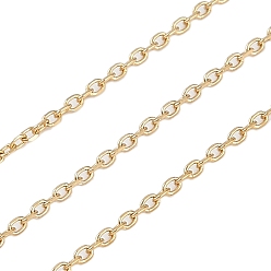 Настоящее золото 18K Ионное покрытие (ip) 304 звенья цепи из нержавеющей стали, с катушкой, пайки, реальный 18 k позолоченный, 2.5x1.5x0.5 мм, около 32.81 футов (10 м) / рулон